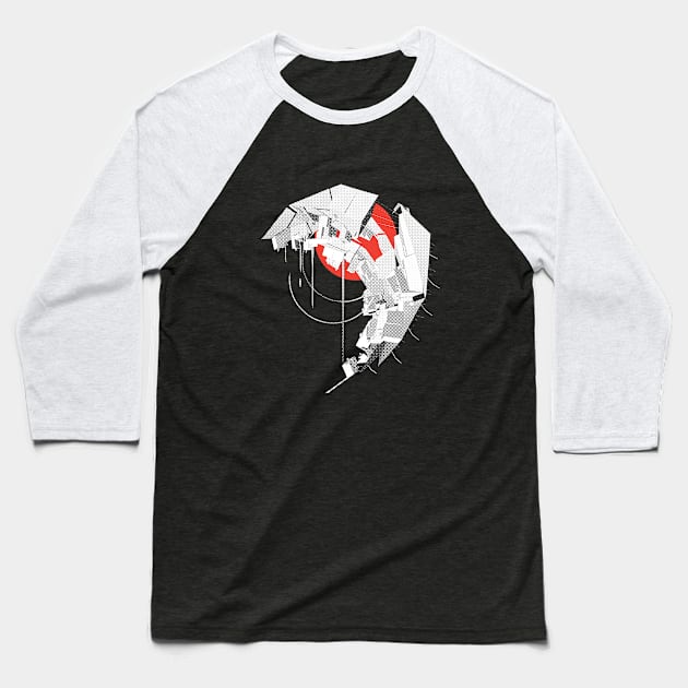 Abstract Red Moon Art Baseball T-Shirt by Inksoulart